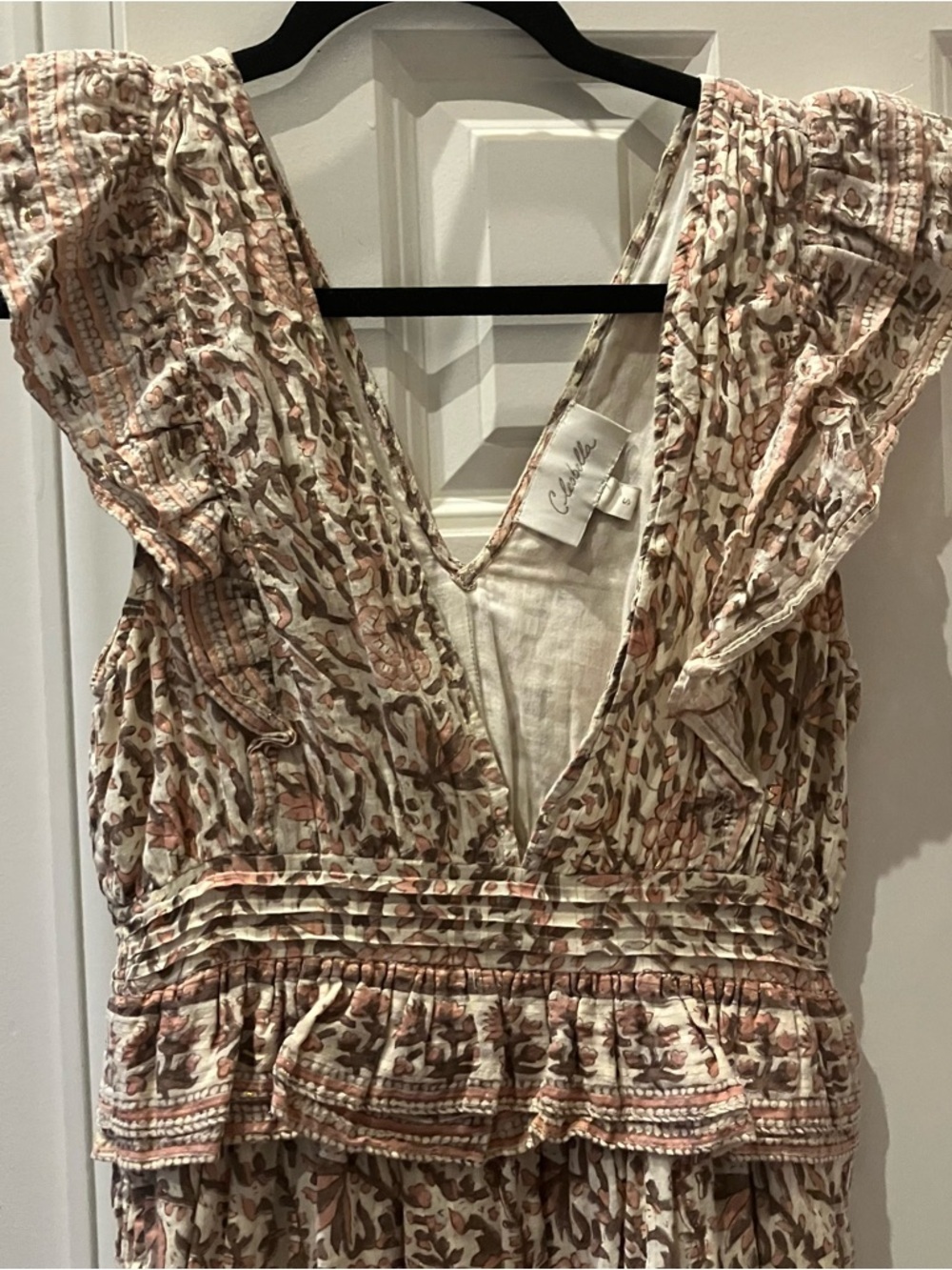 Cleobella Cherie Boho Maxi Floral Tiered Ruffle Strap Dress (Small) - Picture 8 of 16